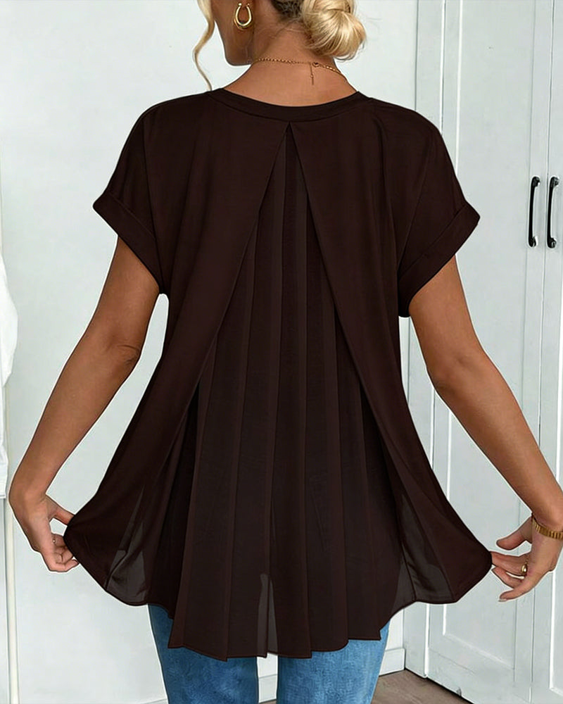 Liyanna - Tricou cu Mâneci Scurte în Stil Patchwork