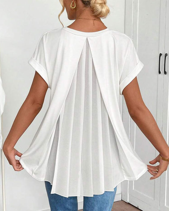 Liyanna - Tricou cu Mâneci Scurte în Stil Patchwork