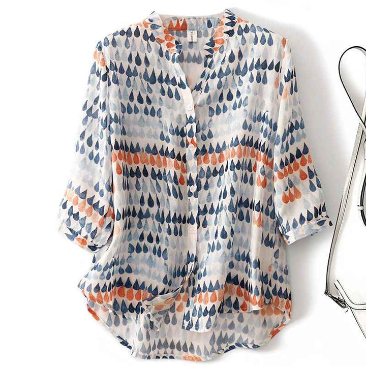Rusina - Bluză Elegantă Din in, cu Nasturi în Față