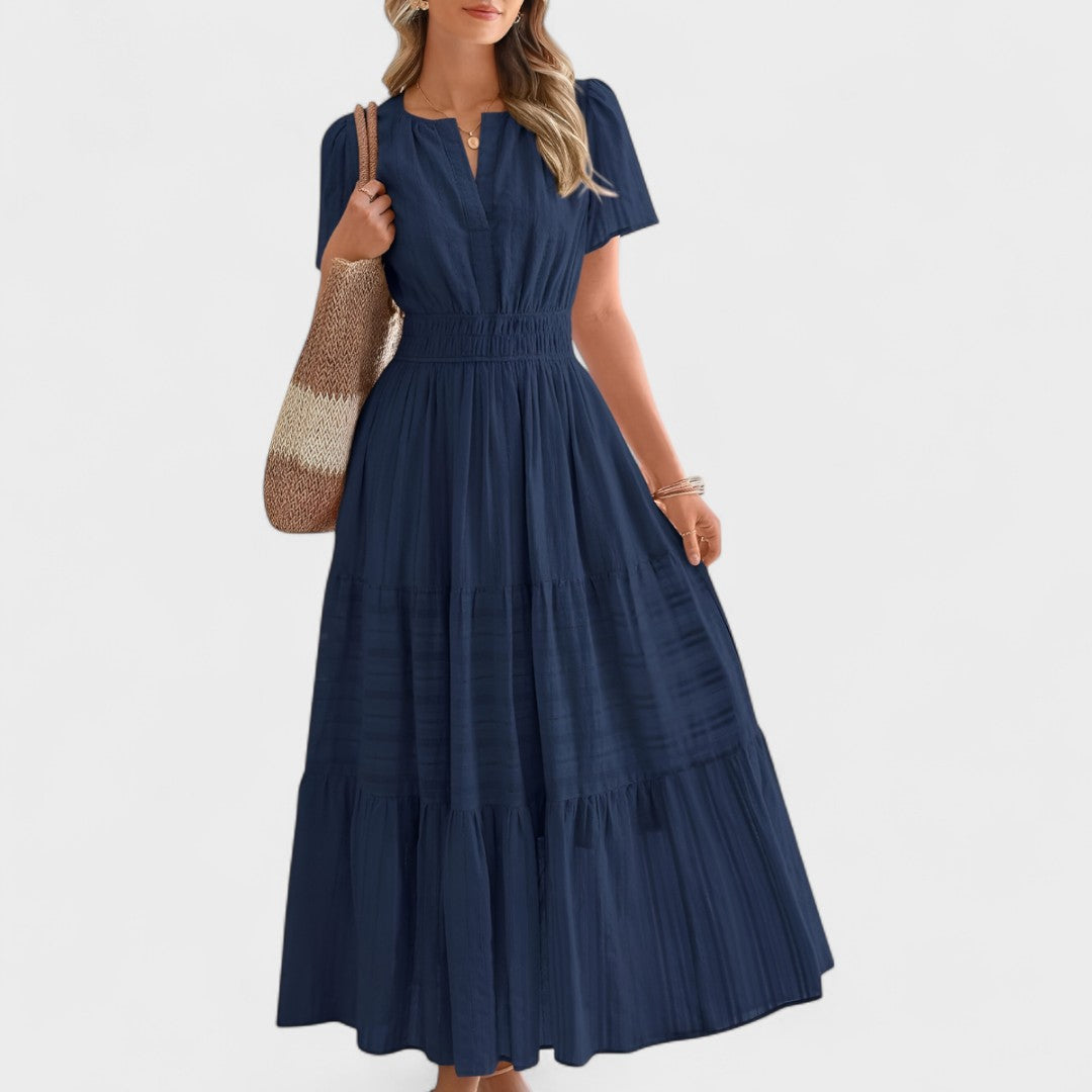 Maura - Vara Mânecă Scurtă Rochie Maxi