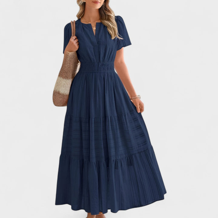 Maura - Vara Mânecă Scurtă Rochie Maxi