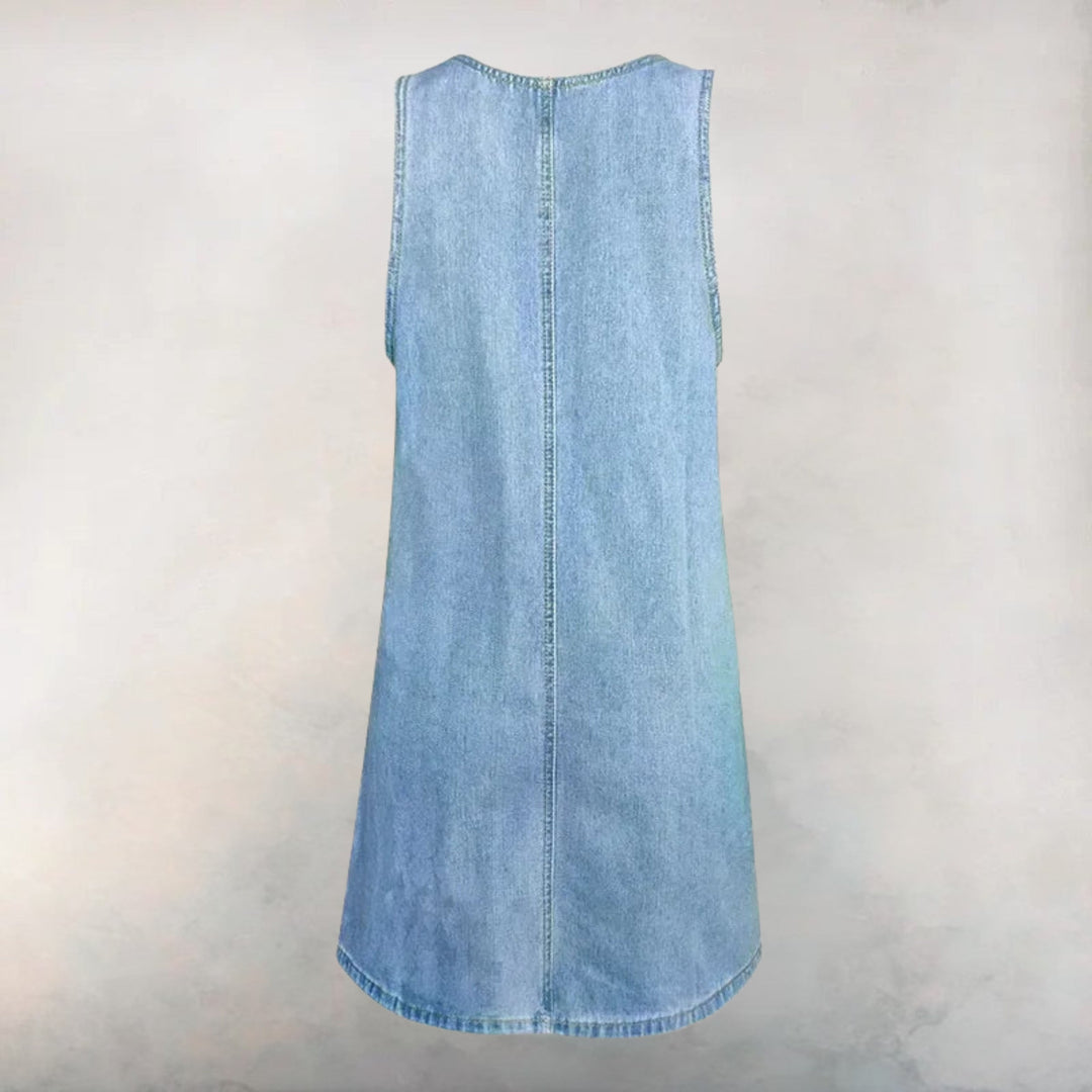 Lucelia - Rochie Practică Si Ușoară Din Blugi