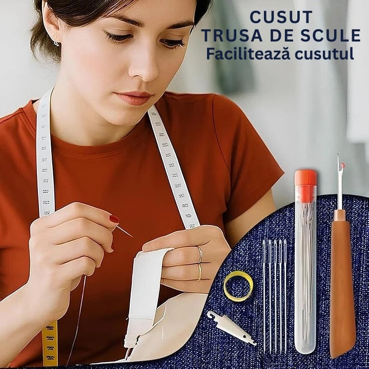 StitchPro - Set De Ace De Cusut Din Oțel Cu Ochi Mare