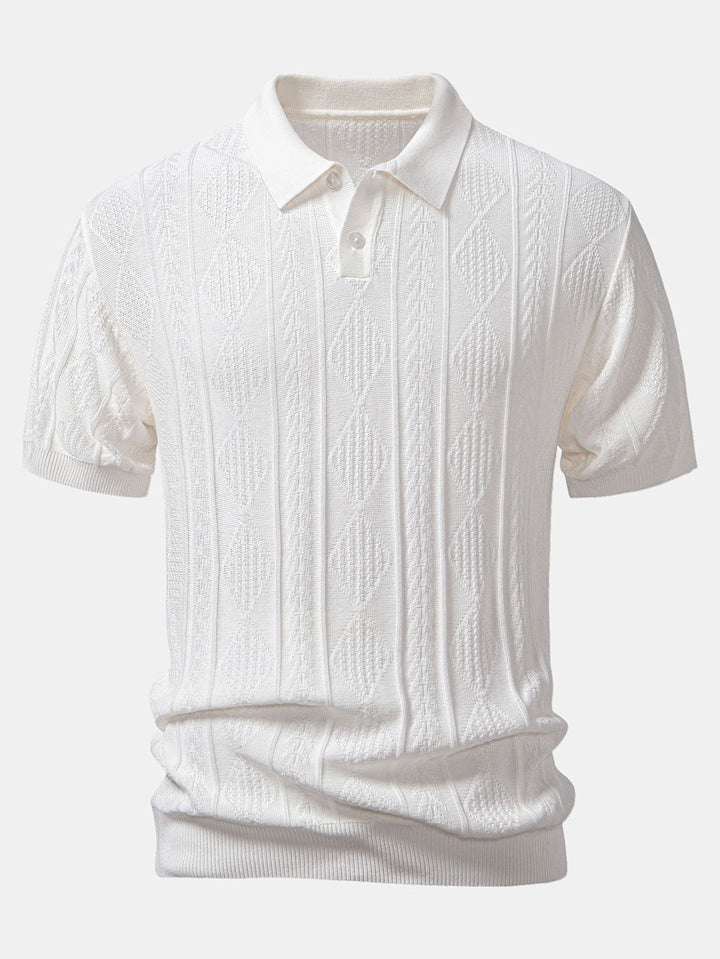 Henson - Tricou Polo Din Tricot Jacquard Geometric și Pantaloni Croială Slim