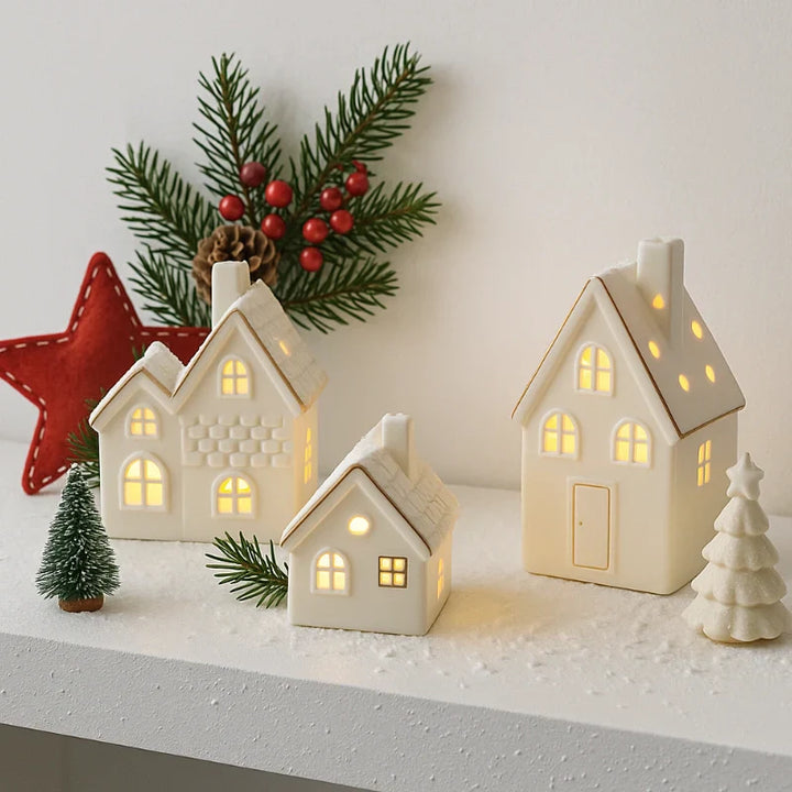 SnowLume - Set Decorativ LED Pentru Satul De Crăciun Din Ceramică