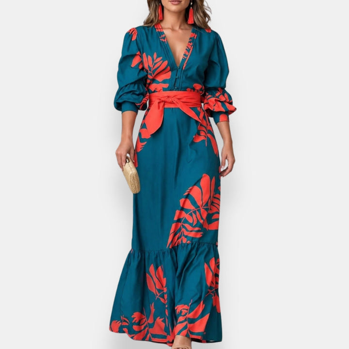 Hacire -  Rochie Maxi Cu Imprimeu Floral Tropical
