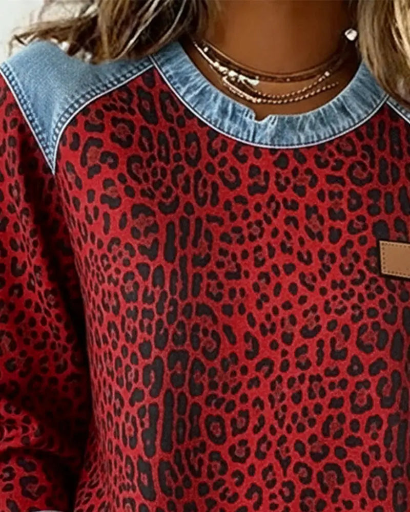 Krassimira - Bluză Cu Mâneci Lungi și Imprimeu Leopard