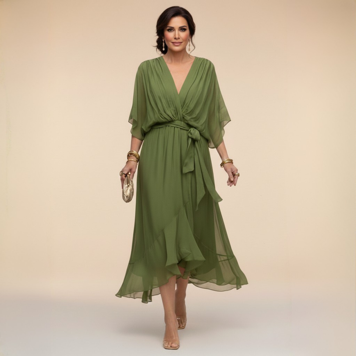 Harshani - Rochie Din Sifon cu Decolteu în V