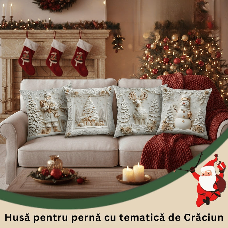 CozyFest - Husă De Pernă cu Tematică de Crăciun Pentru Decorarea Casei