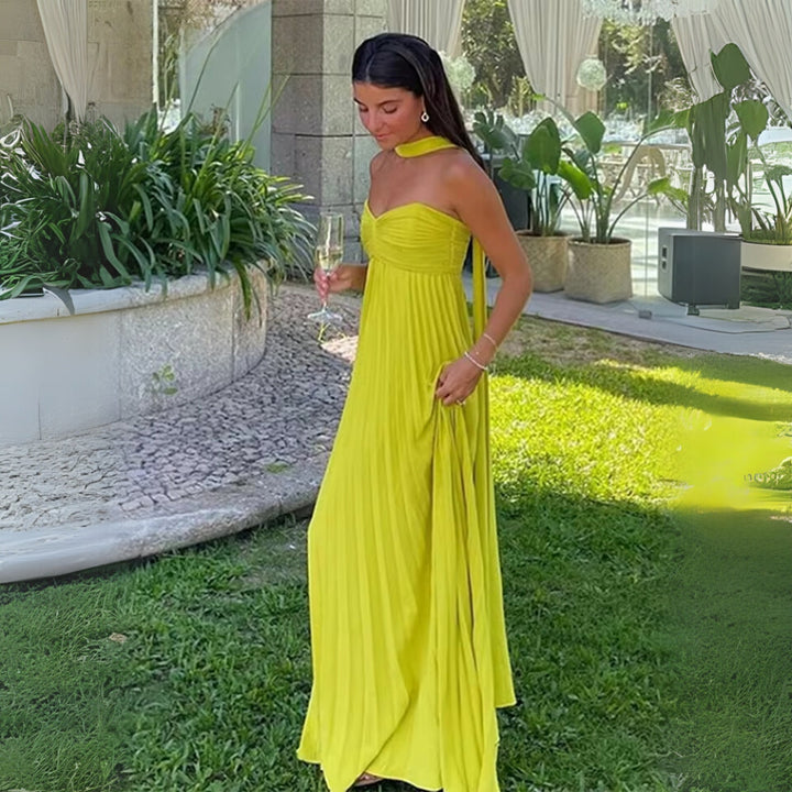 Melista - Rochie Lungă Elegantă Cu Pliuri