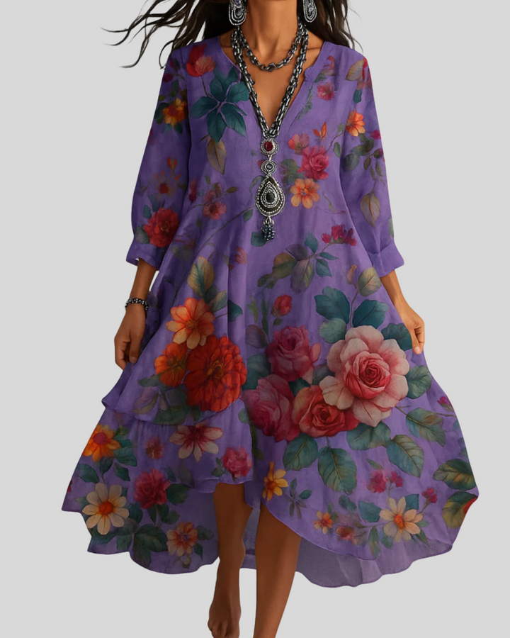 Debra - Floral Imprimeu Maxi Rochie