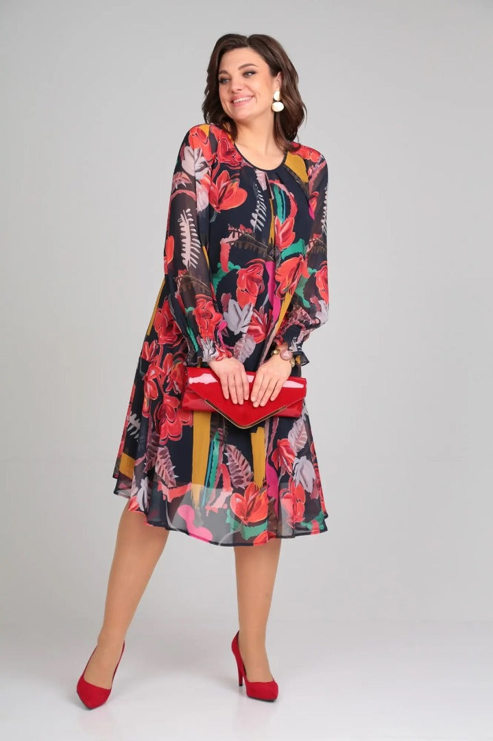Vinoshika - Rochie Elegantă cu Imprimeu Floral
