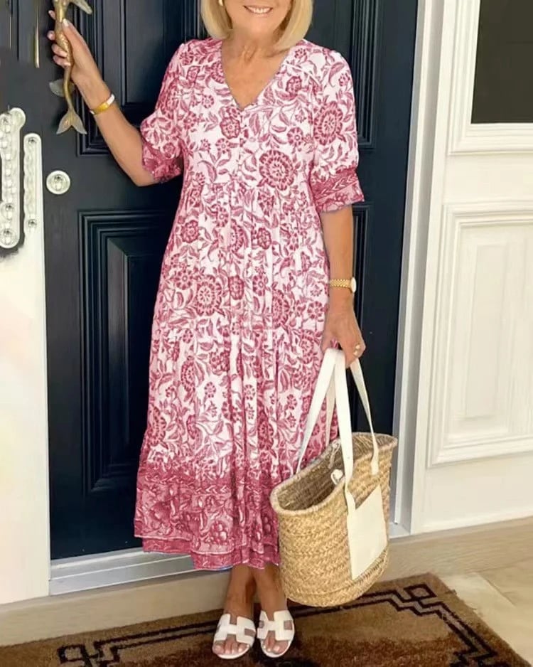 Perla - Rochie Boemă cu Decolteu în V