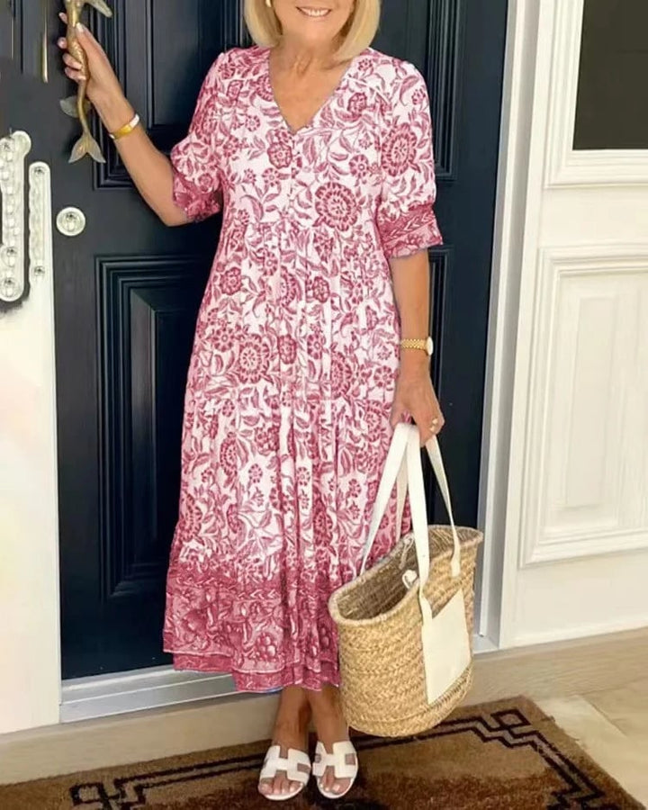 Perla - Rochie Boemă cu Decolteu în V