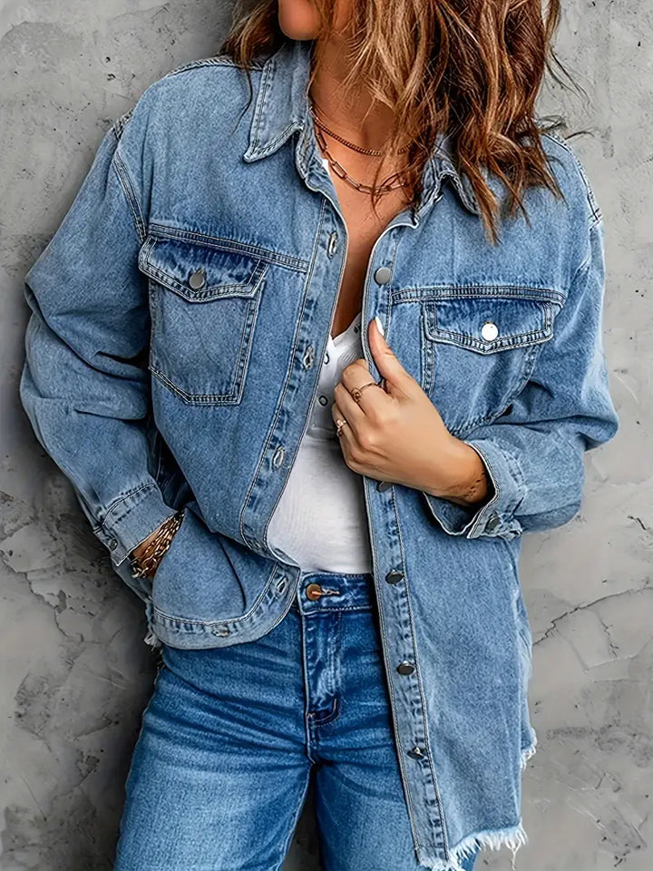 Malika - Jacheta Din Denim Cu Mâneci Lungi