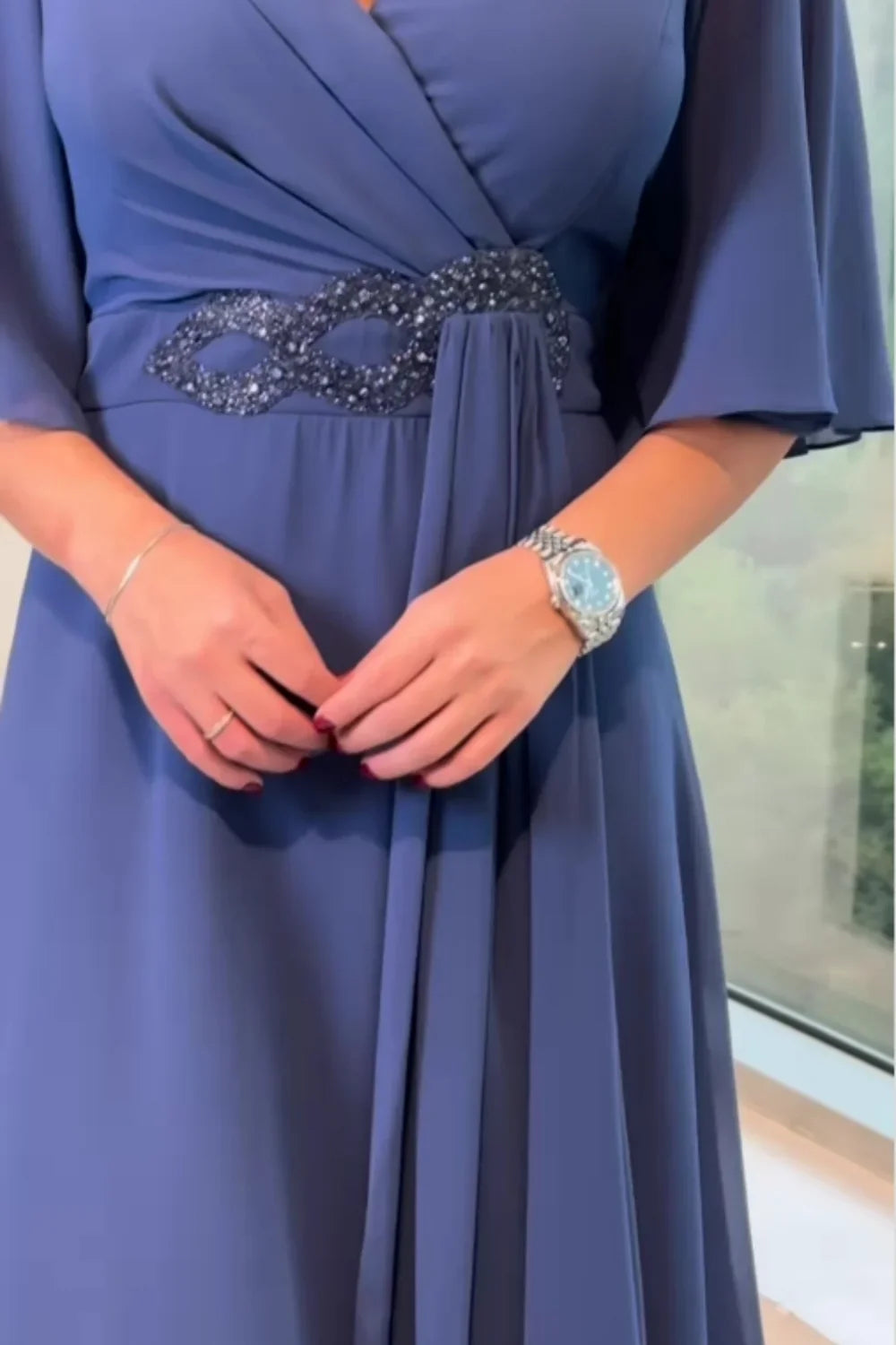Ezina - Rochie Lungă Elegantă Din șifon