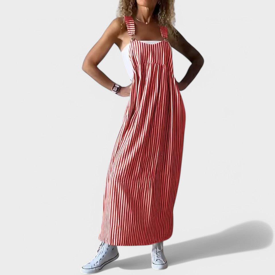 Guzel - Rochie Lungă Elegantă cu Imprimeu în Dungi