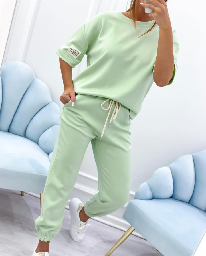 Nalaya - Elegant Mânecă Scurtă Două Piese Set