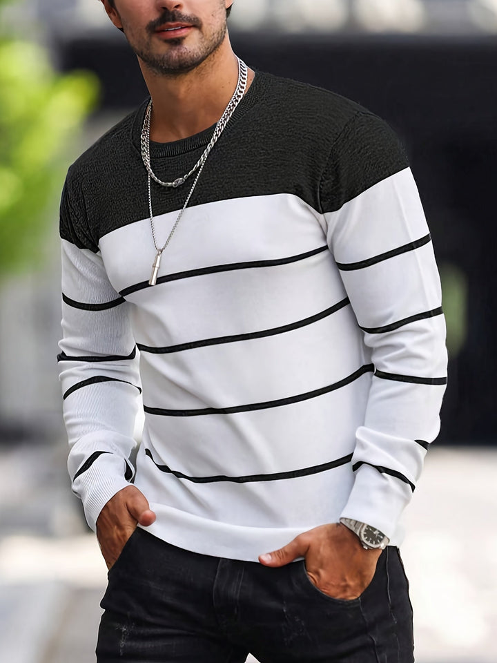 Michiel - Pulover Casual cu Dungi și Mâneci Lungi