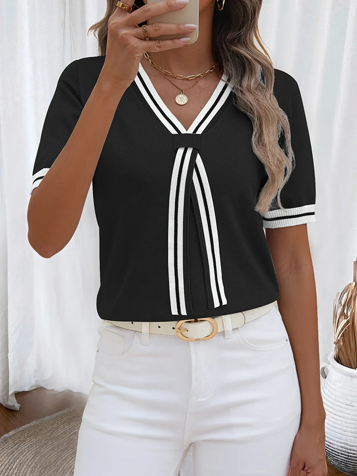 Brunella - Top eleganță Din Tricot Cu Decolteu In V