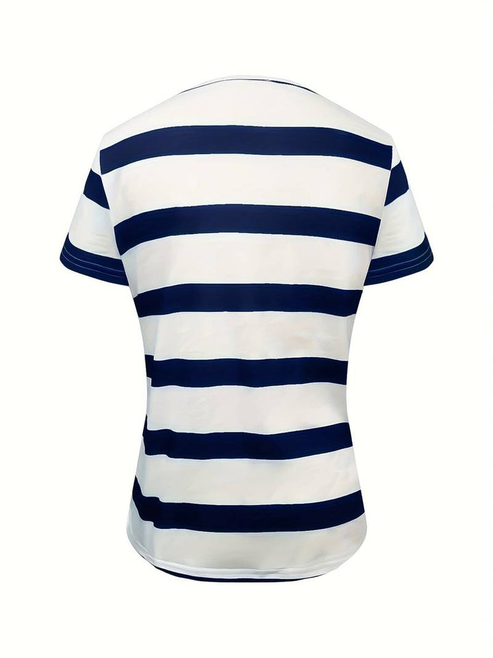 Kiley - Tricou Elegant Cu Mâneci Scurte Și Dungi