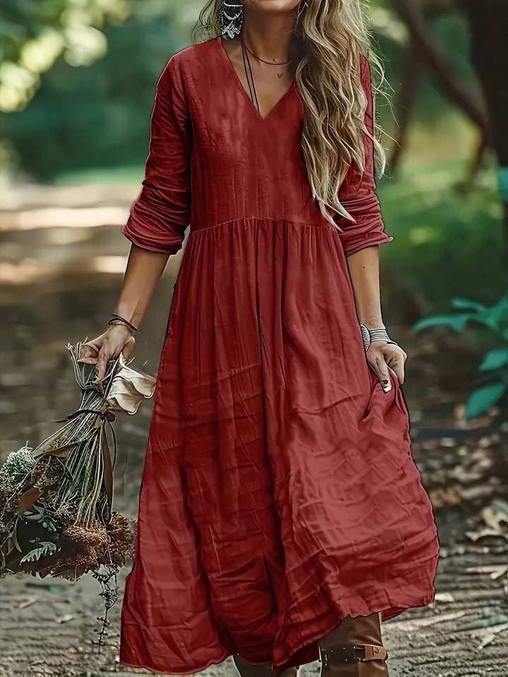 Shirron – Rochie Lungă La Modă Cu Decolteu în V