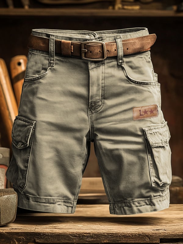Pantaloni Scurți Multifuncționali Pentru Bărbați în Stil Retro Din Material Ripstop Pentru Activități în Aer Liber