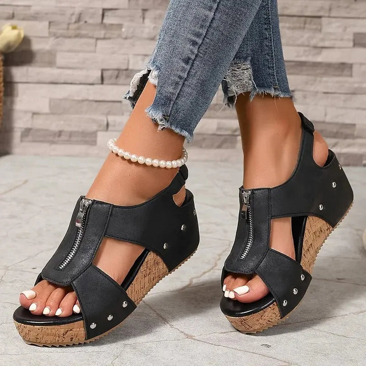 Evridiki - Sandale Elegante Cu Toc înalt și Fermoar