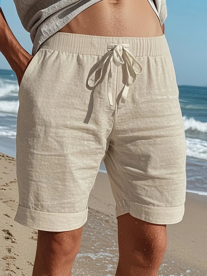 Callan - Pantaloni Scurți Casual Din In Cu Buzunar