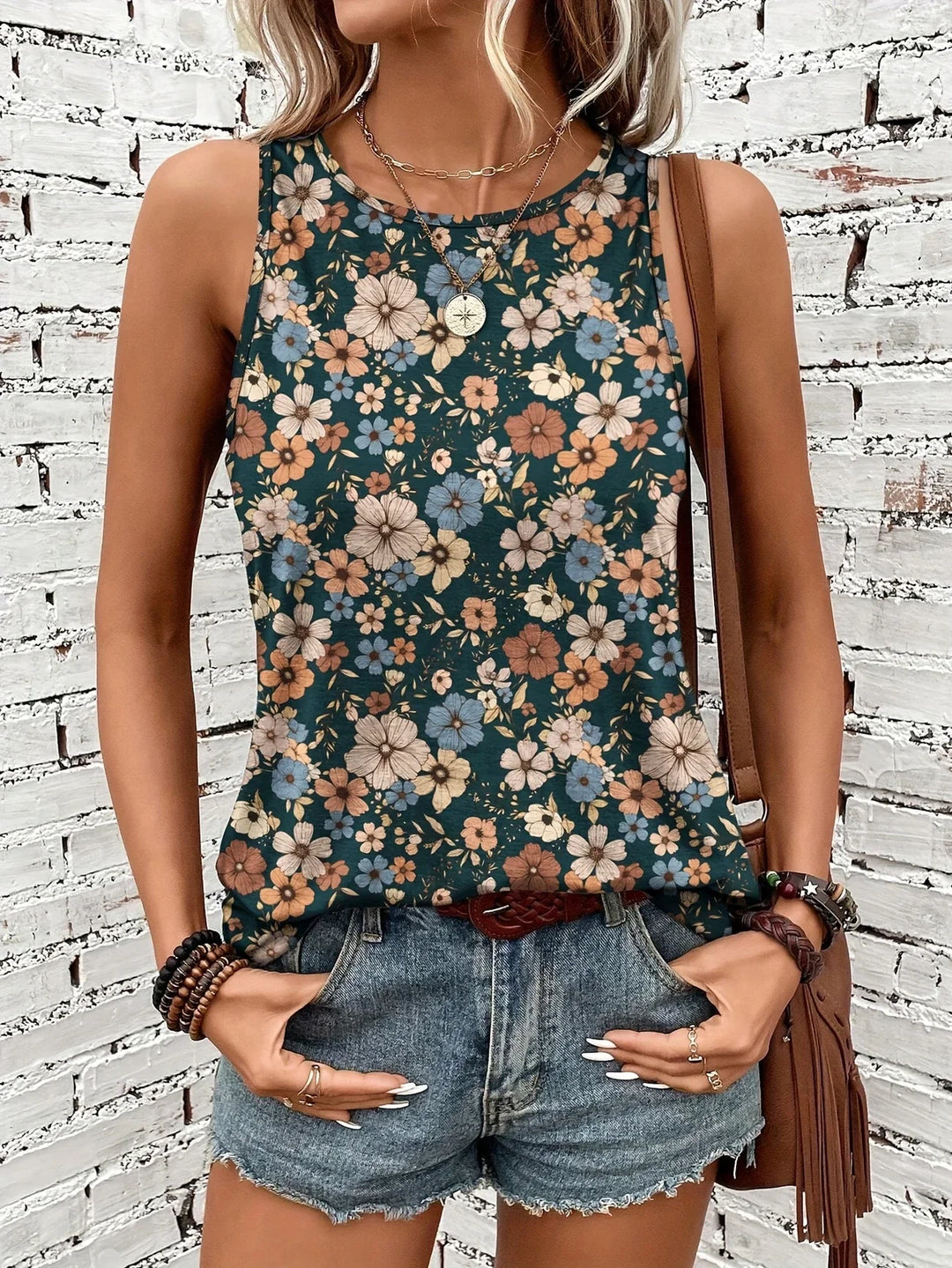 Lilou - Top Casual De Vară Cu Imprimeu Floral
