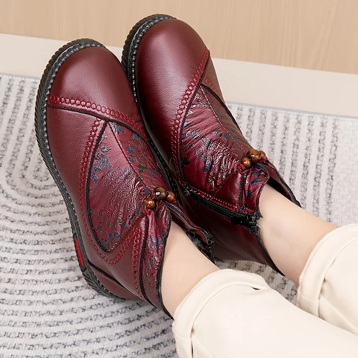 Robbie - Ghete Din Piele Cu Imprimeu Floral Vintage