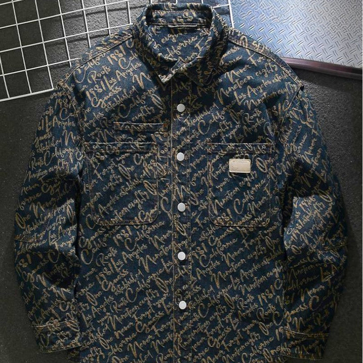 Godfrey - Jacheta din denim cu Inscripții Biblice