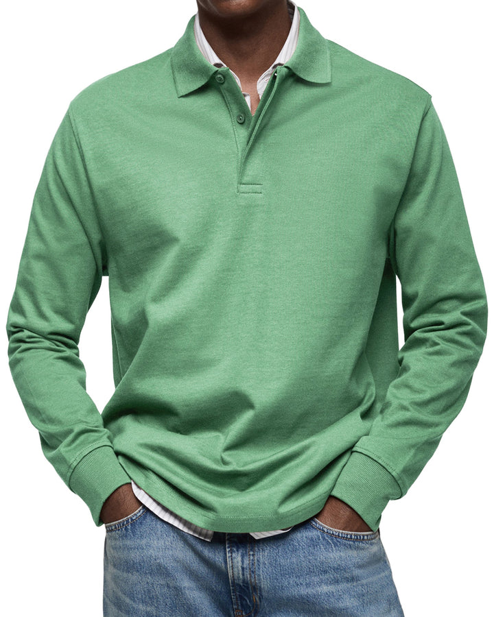 Elhanan - Tricou Polo Elegant cu Mânecă Lungă
