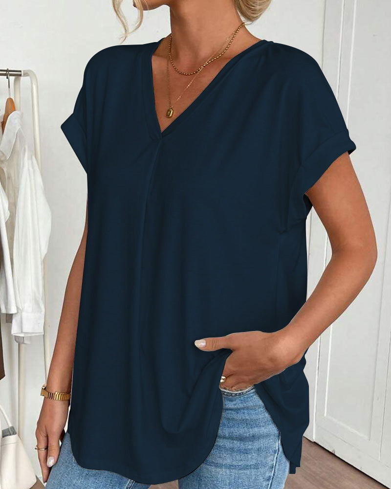 Liyanna - Tricou cu Mâneci Scurte în Stil Patchwork