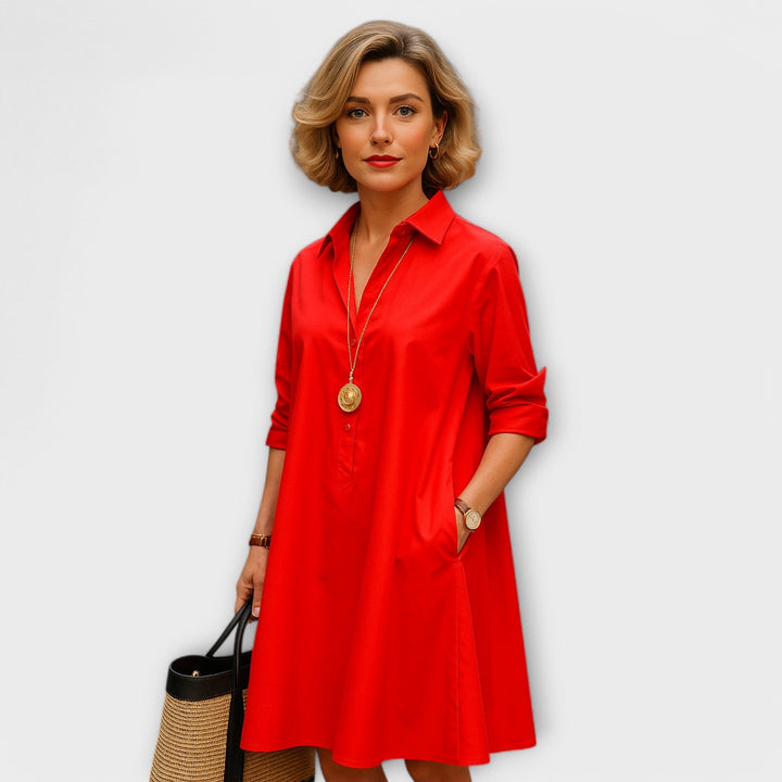Giolanta - Rochie Cămașă Modernă Cu Decolteu în V