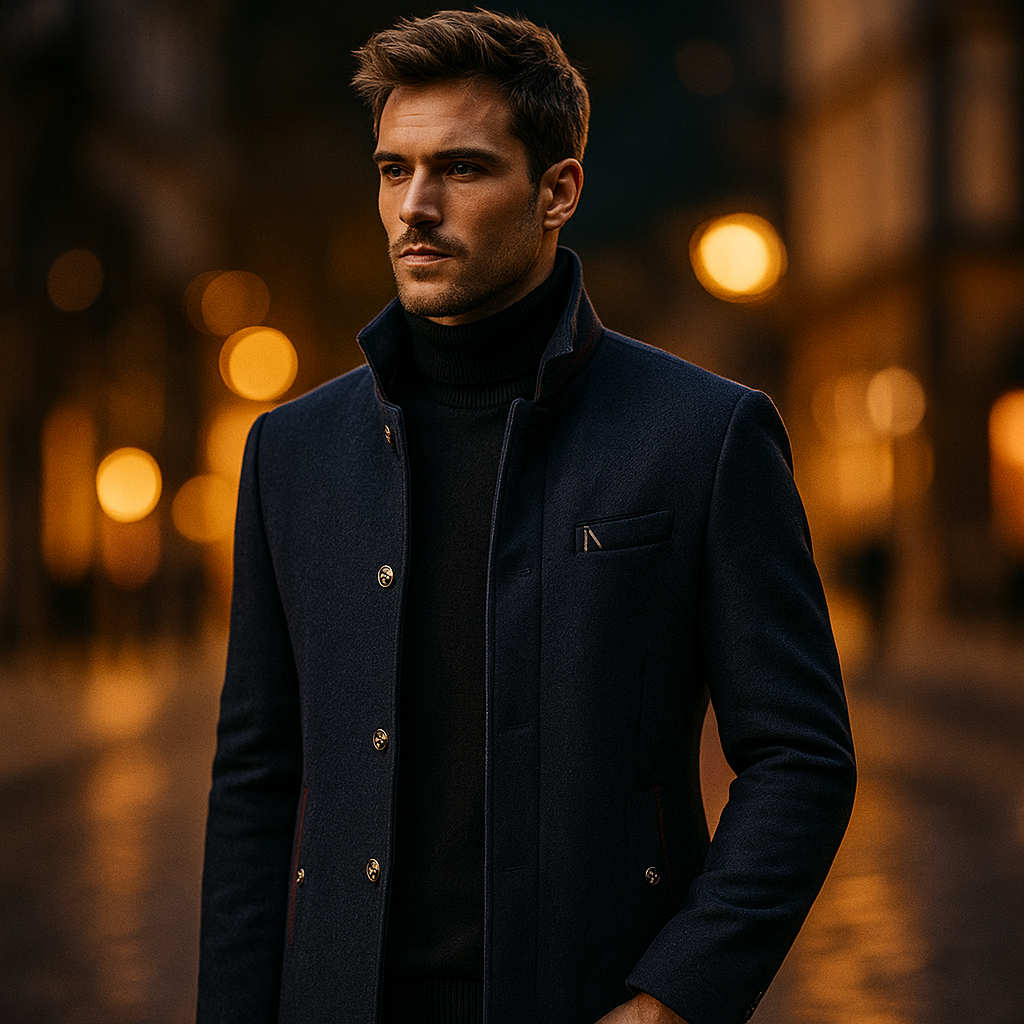 Maldini – Palton Elegantă Din Lână Cu Nasturi în Față