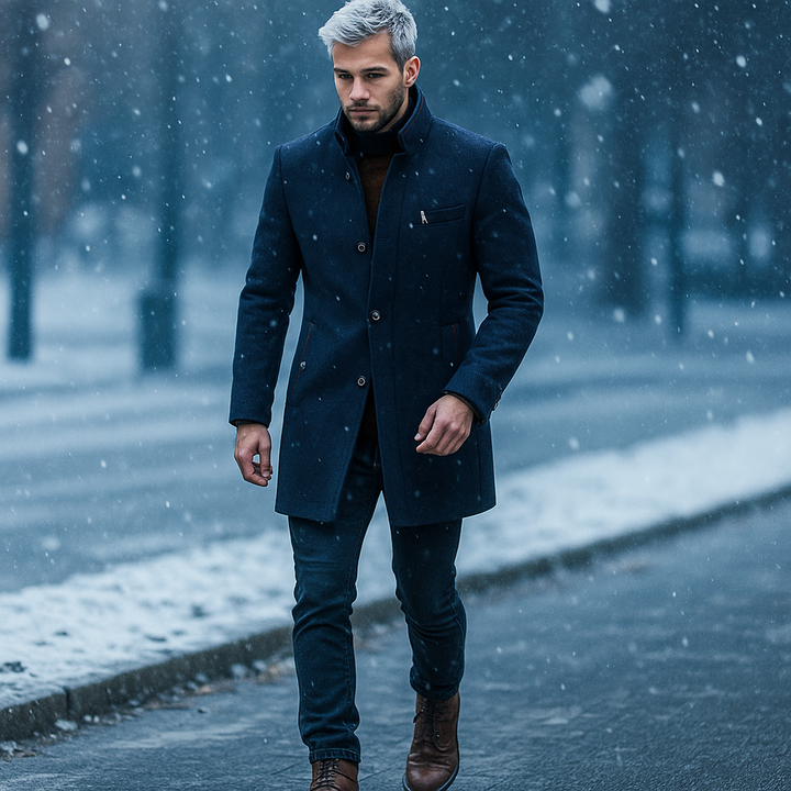 Maldini – Palton Elegantă Din Lână Cu Nasturi în Față