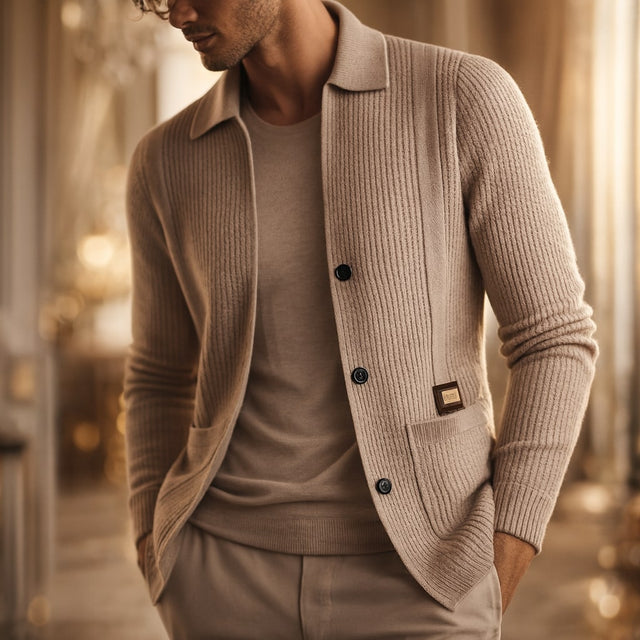 Nawed - Cardigan Din Tricot cu Rever croială slim
