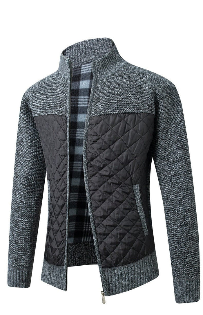 Liman - Cardigan din tricot cu panou matlasat și fermoar pe toată lungimea