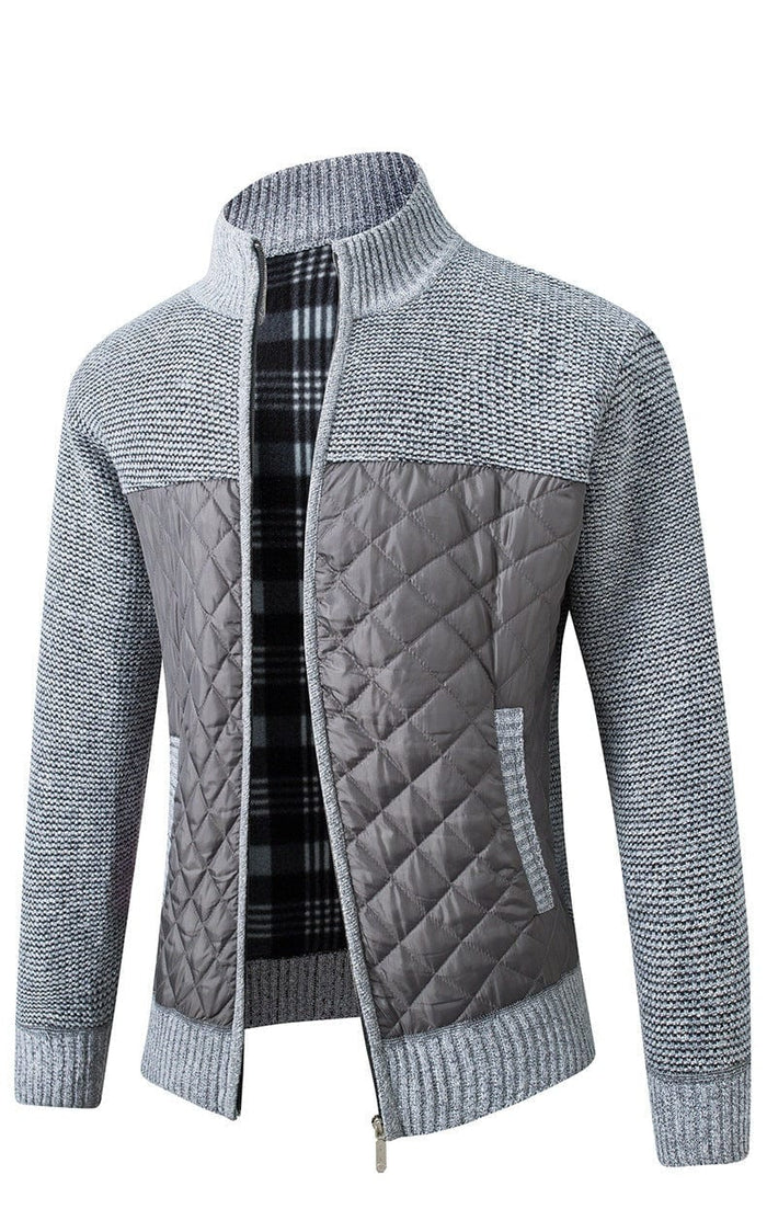 Liman - Cardigan din tricot cu panou matlasat și fermoar pe toată lungimea