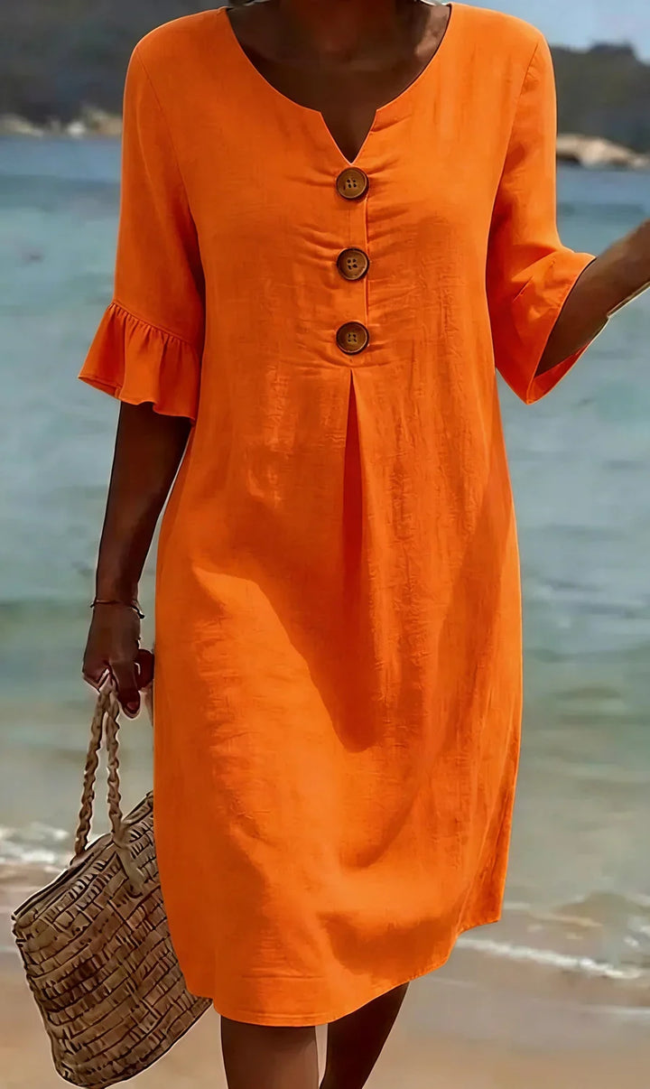 Mlaina – Rochie Midi Elegantă Cu Nasturi
