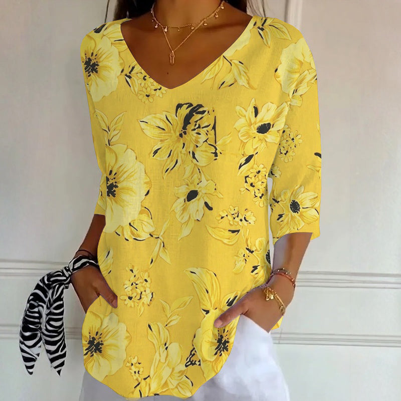 Shellen - Tricou cu Imprimeu floral Vintage