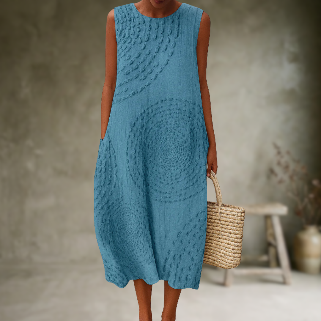Natia – Rochie Midi Din Bumbac Fără Mâneci