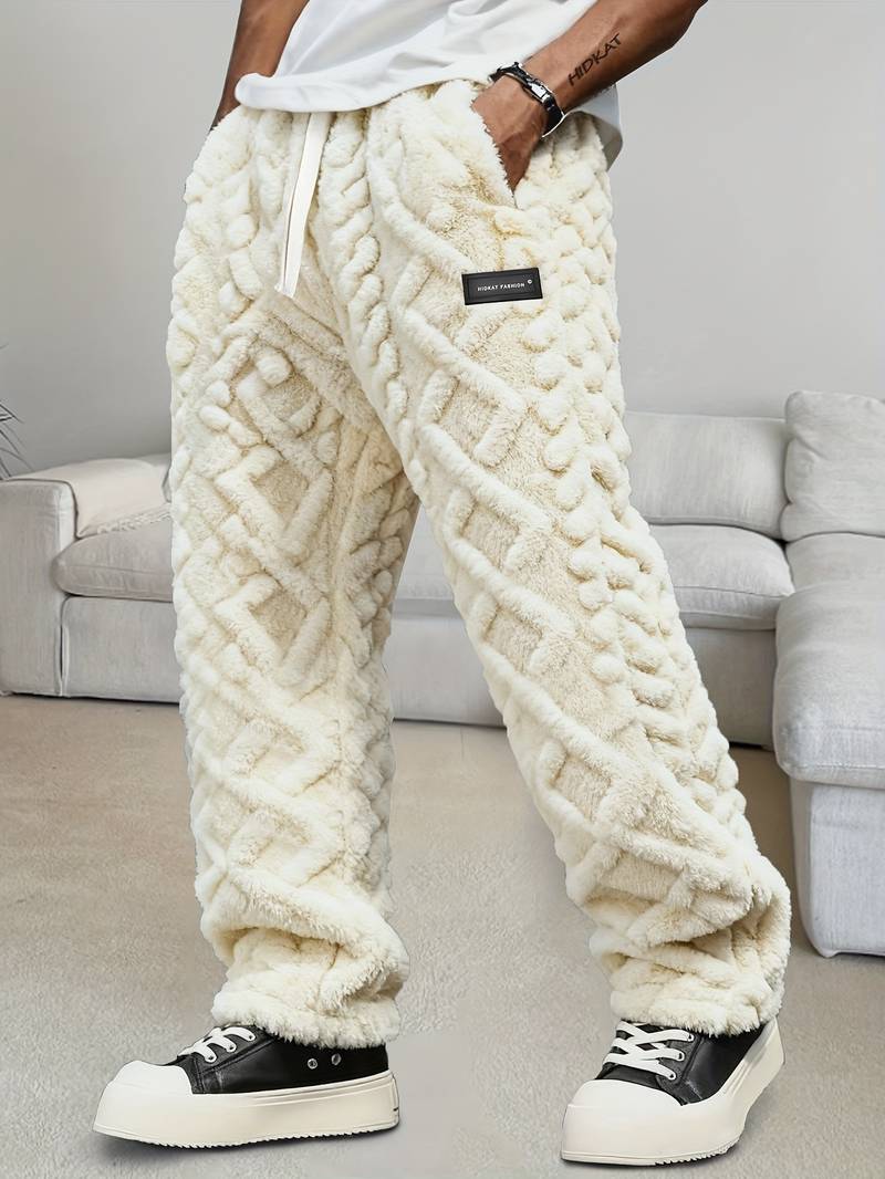 Zecharia - Pantaloni Cu Model Geometric și Talie Elastică