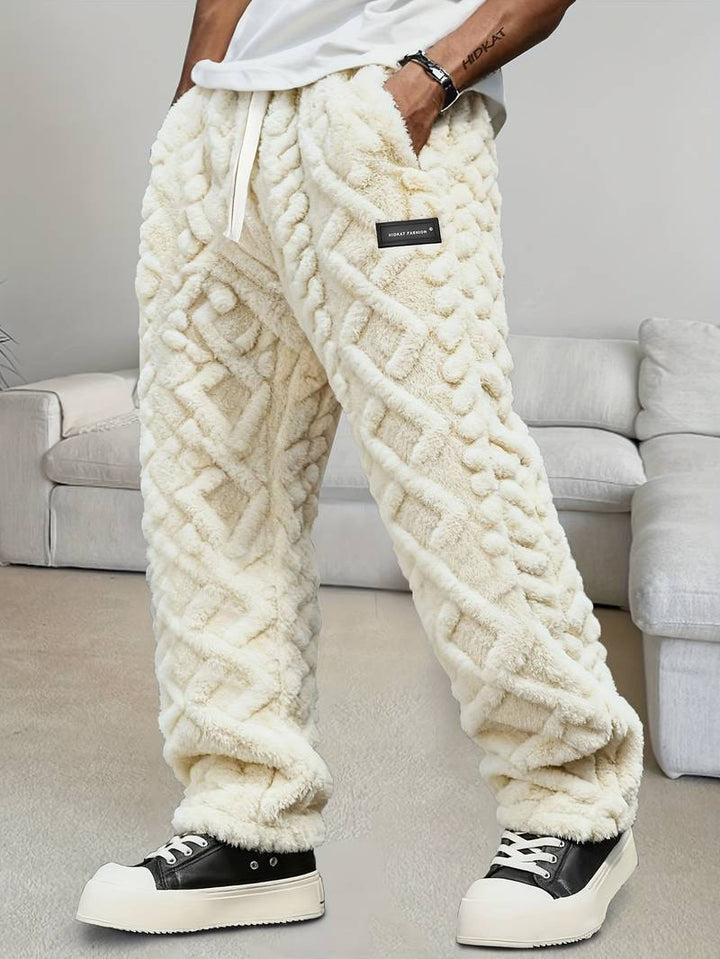 Zecharia - Pantaloni Cu Model Geometric și Talie Elastică