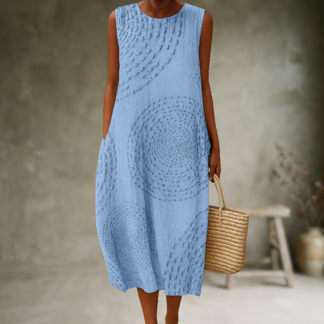 Natia – Rochie Midi Din Bumbac Fără Mâneci