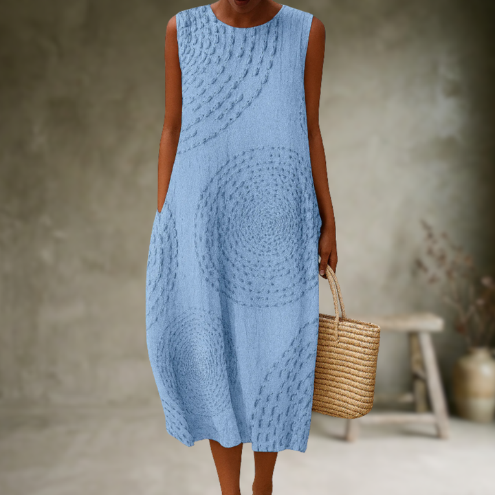 Natia – Rochie Midi Din Bumbac Fără Mâneci
