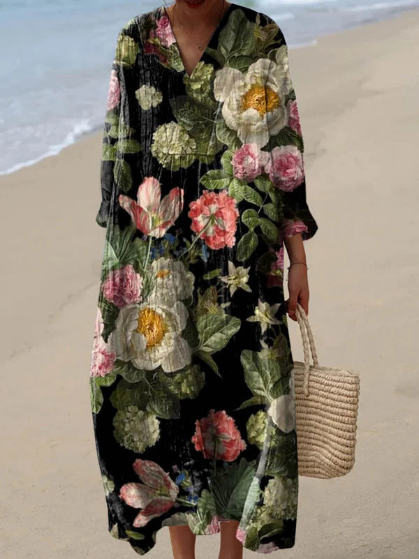 Zylina – Rochie Midi Cu Decolteu în V și Imprimeu Floral