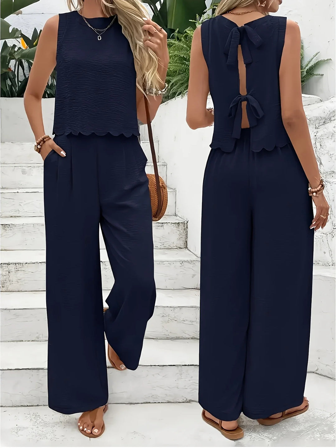 Raya - Set Elegant Din Două Piese Fără Mâneci