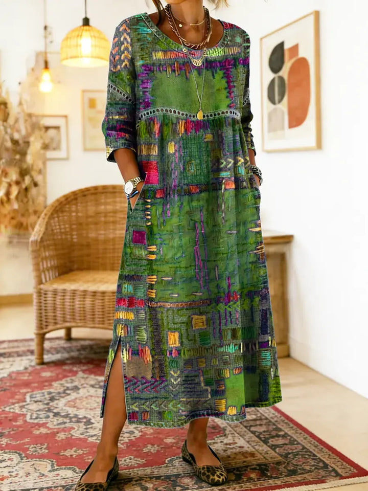 Nihada - Rochie Midi Artistică Evazată